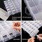 2 Pack 36 Grids Clear Plastic Bead Jewelry Organizer Box, Fishing Tackle Box Compartment Organizer with Adjustable Dividers for Jewelry, Art Craft, Bead Storage Containers with 5 Sheets Label Stickers